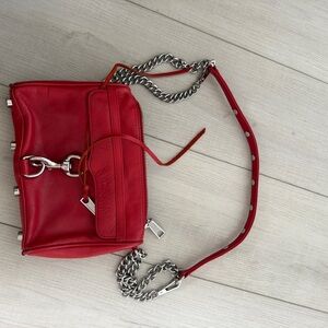 Rebecca Minkoff Red Crossbody Bag with Silver Chain